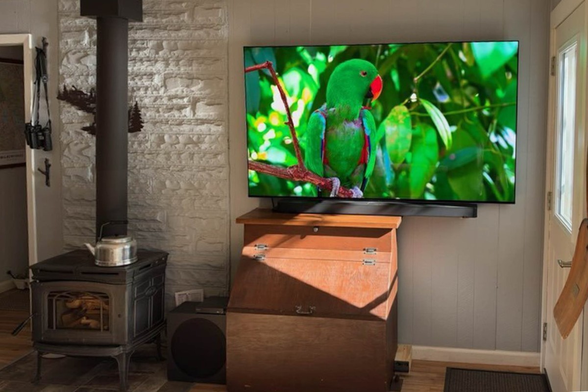 Entertainment corner - woodstove & brand new TV + sound syst