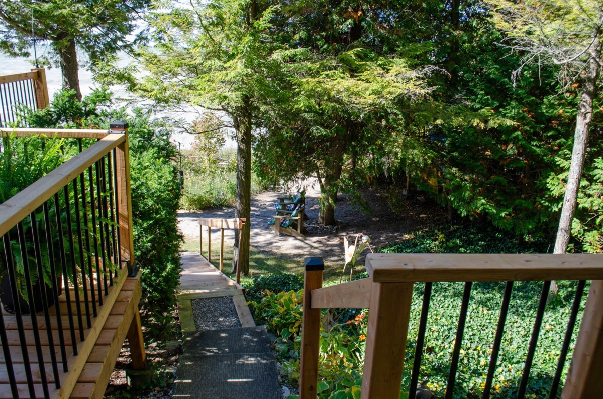 Steps from the other side to the beach