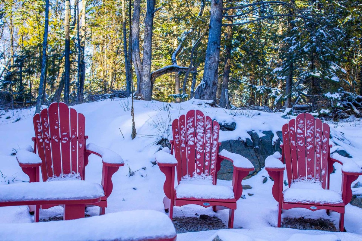 Snowy Campfire Seating