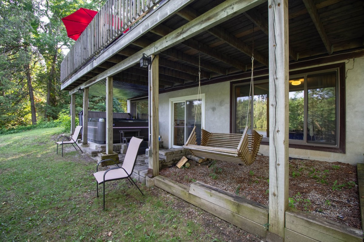 Hot tub under the covered deck
