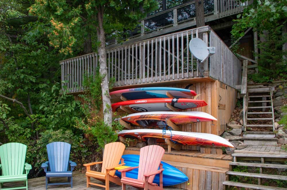 Dock and kayak waiting for you to take out on the water