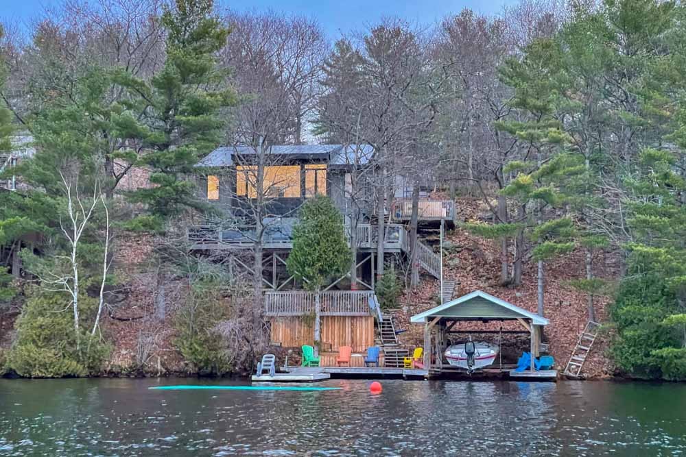 Cottage during fall season (motor boat not included)