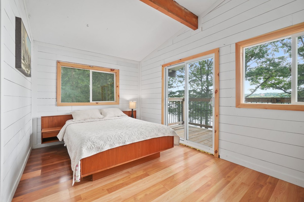 Bedroom with walkout to deck