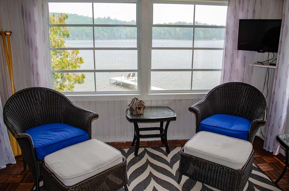 Sunroom seating with a view & TV