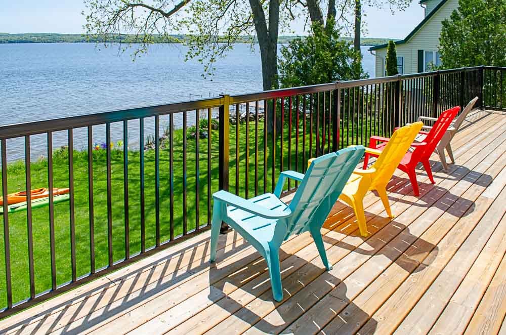 Deck seating over looking Rice Lake