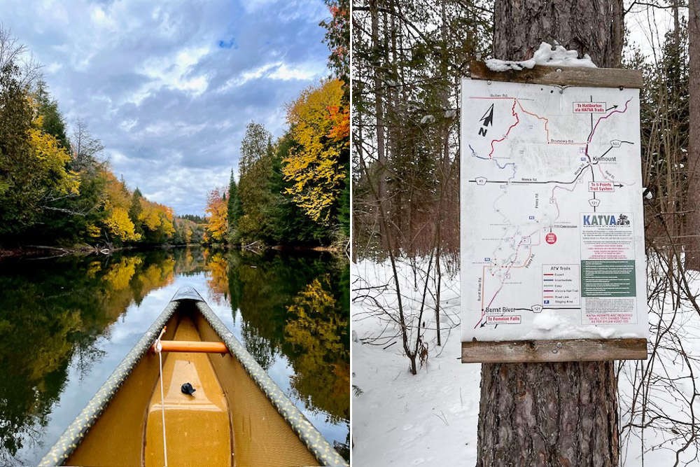 Fall paddling and winter snowmobiling trails