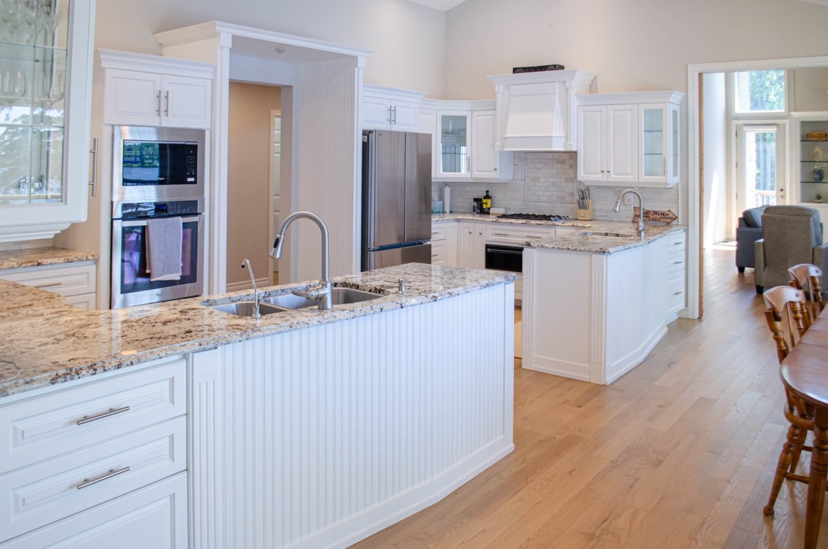 Kitchen with view into family room