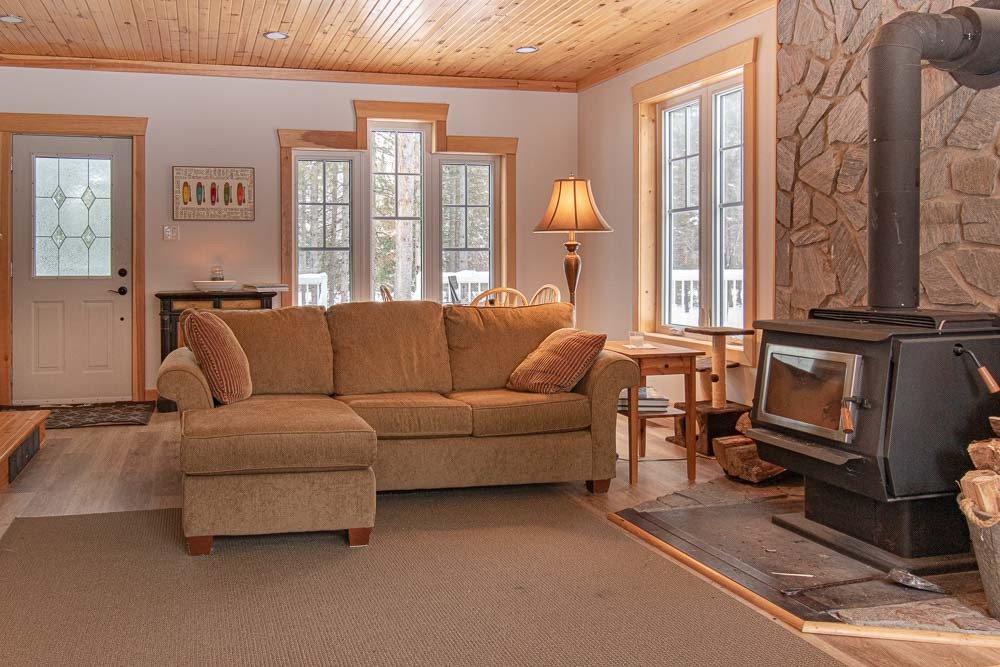 Cozy indoor fireplace in Ontario cottage