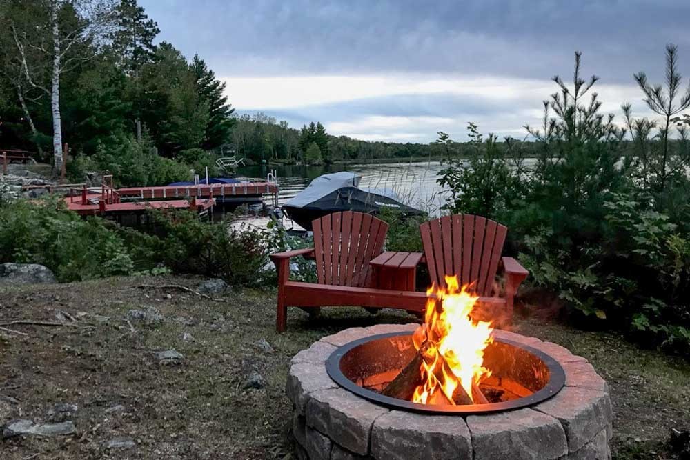Firepit evenings Ontario waterfront cottages