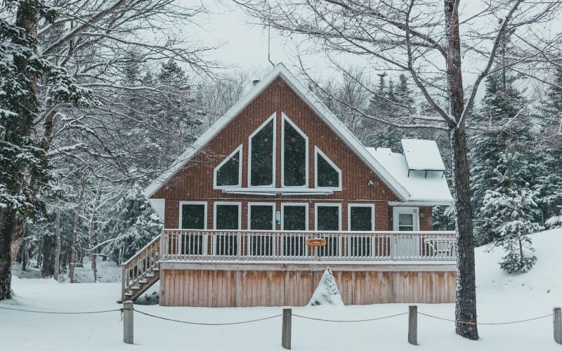 A winter Muskoka cottage rental covered in snow