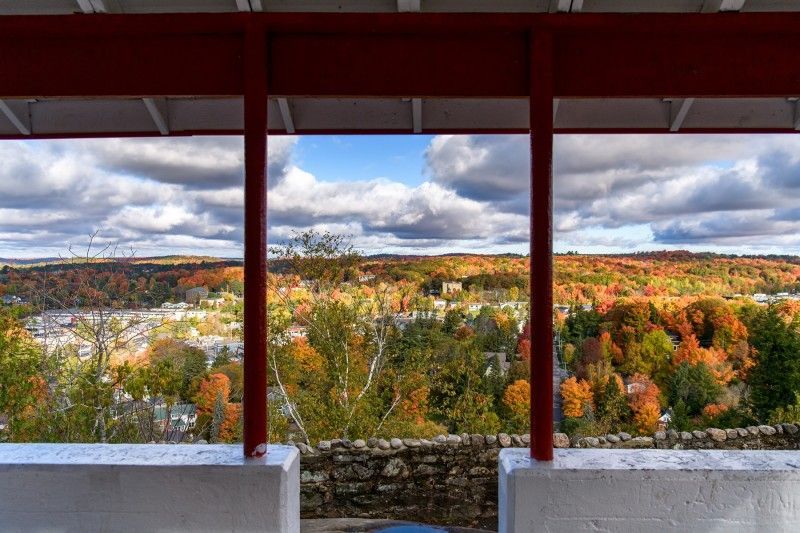 View from Lion's Lookout, Huntsville, Ontario, showing beautiful fall colours