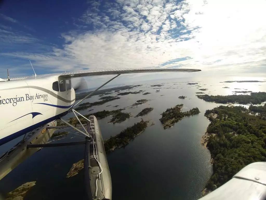 View from above showing some of the 30,000 islands in Georgian Bay from a seaplane - Georgian Bay Airways in Parry Sound