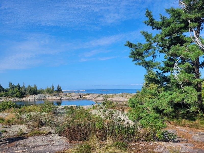 Rocky shoreline with outcroppings overlooking Georgian Bay, Parry Sound